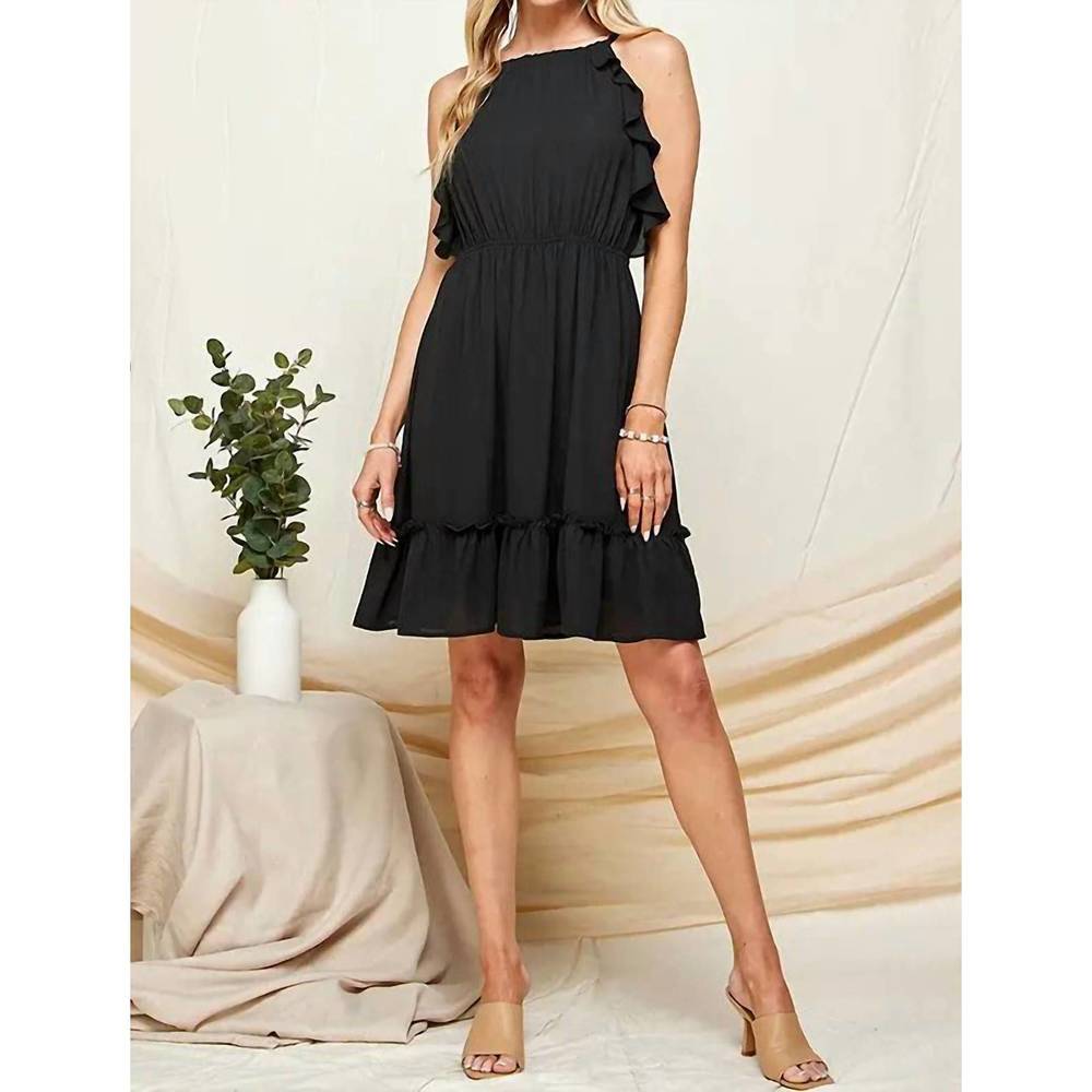 NEW LIME N CHILI halter neck midi dress in black